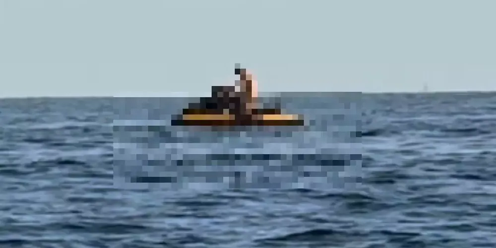 As imagens, registradas por um tiktoker, mostram os envolvidos em meio ao mar.