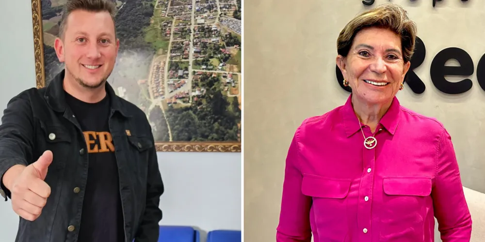 O prefeito de Rio Azul e presidente da Amcespar, Leandro Jasinksi, e a prefeita de Ponta Grossa Elizabeth Schmidt participaram do evento