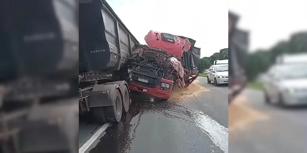 Acidente envolveu três caminhões