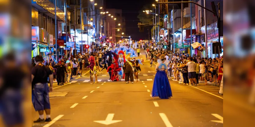 Desfile das escolas de samba leva alegria para toda  Avenida Vicente Machado