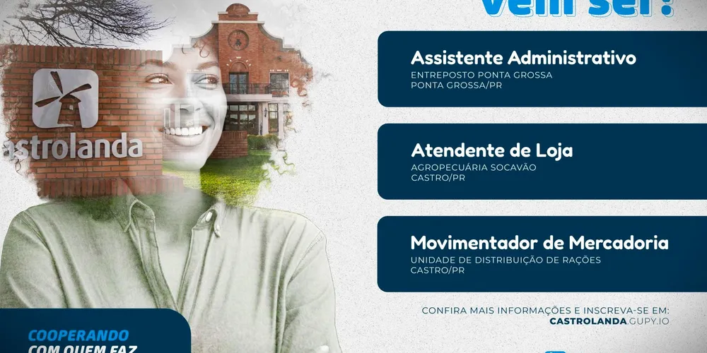 Vagas de emprego são para os municípios de Castro e Ponta Grossa