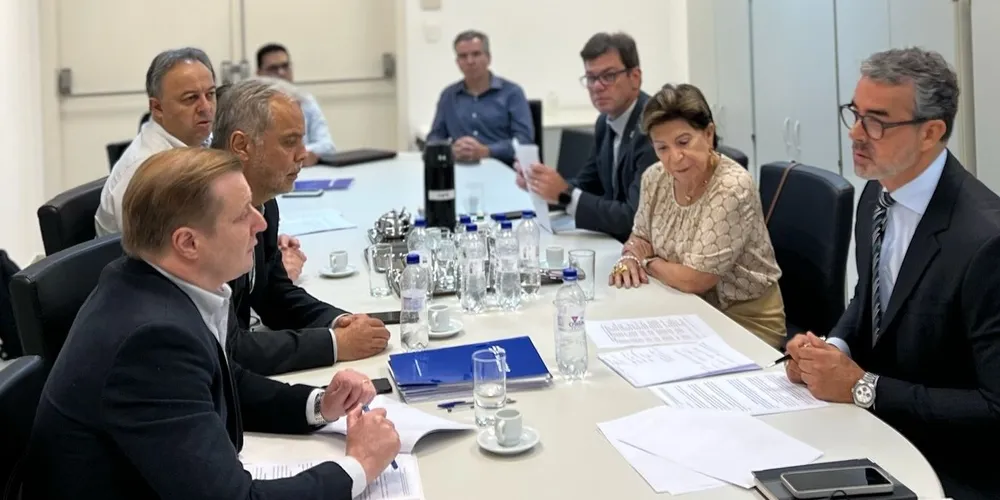 Elizabeth Schmidt e Gustavo da Matta discutem com diretores da Sanepar a confecção de Termo de Ajustamento de Conduta