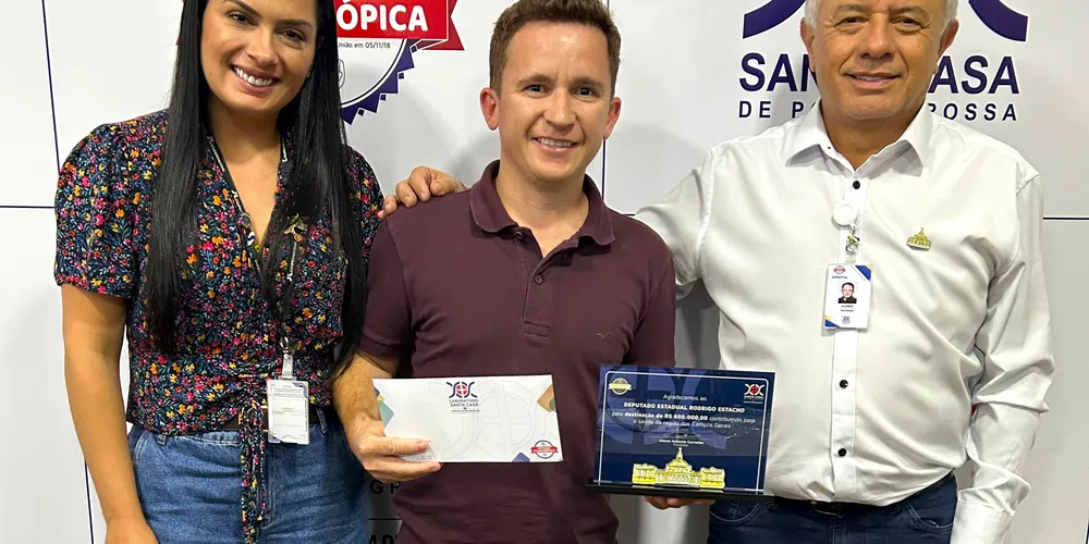 Com a destinação desta semana, o deputado Estacho totaliza a indicação de R$ 1 milhão para a Santa Casa de Ponta Grossa