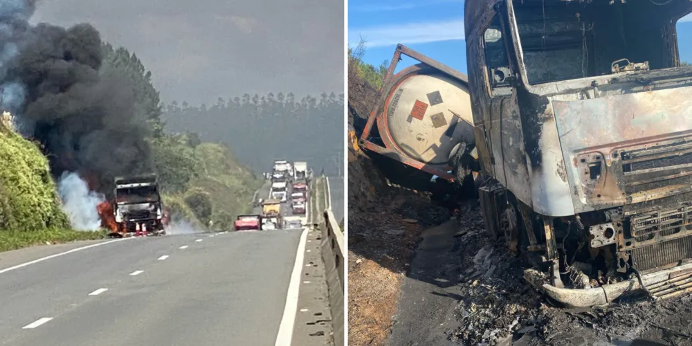 Parte da carga vazou após o incêndio
