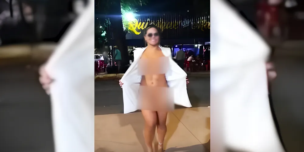 'Peladona' estava usando somente um blazer branco e óculos escuros