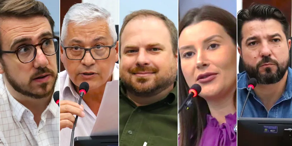 Os vereadores Geraldo Stocco, Léo Farmacêutico, Guilherme Mazer, Joce Canto e Leandro Bianco compõe comissão que investiga a Sanepar