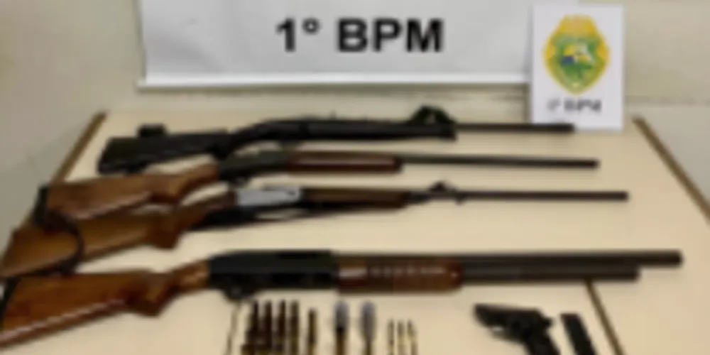 Das armas apreendidas, duas estavam devidamente registradas, uma com o registro vencido e duas ilegais