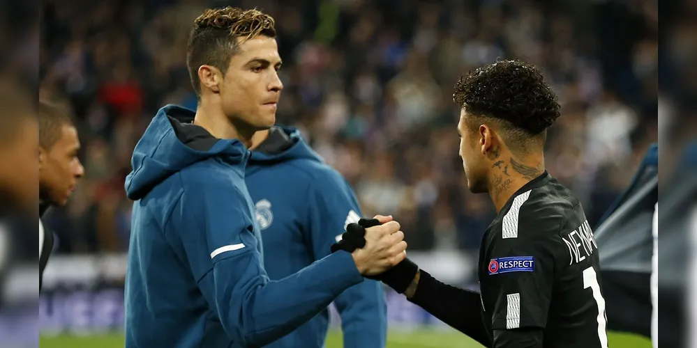 Cristiano Ronaldo e Neymar por Real Madrid em PSG pela Champions League em 2018