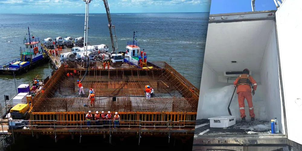 Foram utilizados até 100 kg de gelo a cada metro cúbico de concreto