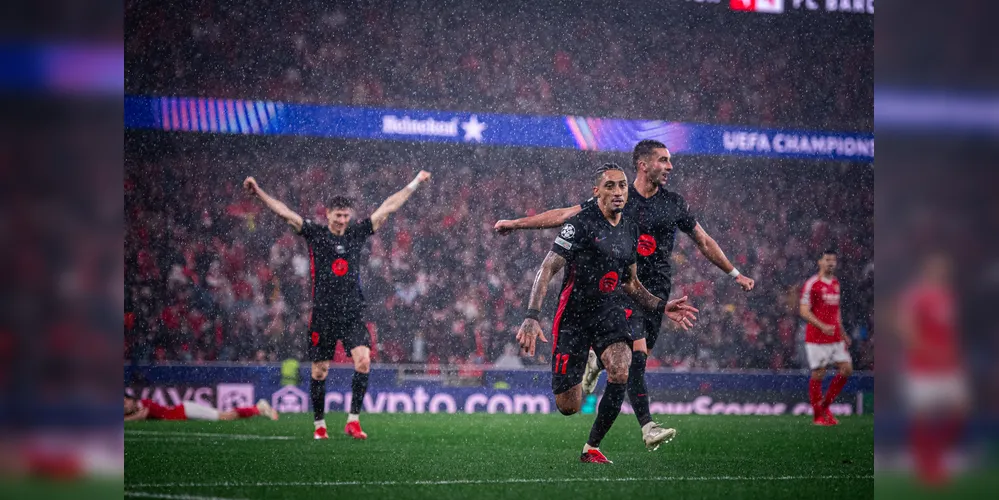 Na última partida, Raphinha, do Barcelona, marcou o único gol da vitória sobre o Benfica por 1 a 0