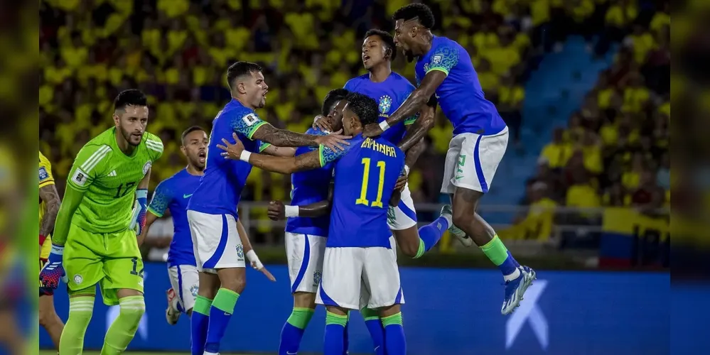 Seleção Brasileira em partida contra a Colômbia, pelas Eliminatórias da Copa do Mundo de 2026, em novembro de 2024