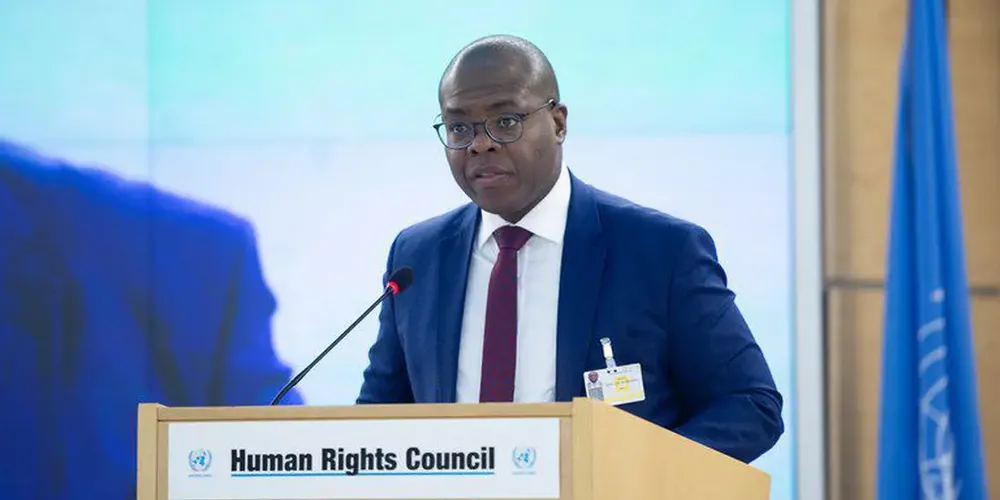 O ex-ministro dos Direitos Humanos e da Cidadania Silvio Almeida, participando da 52ª sessão do Conselho de Direitos Humanos das Nações Unidas (ONU)