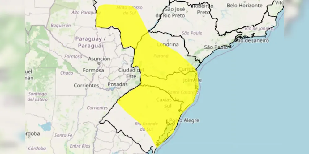 Alerta foi emitido para quatro estados brasileiros
