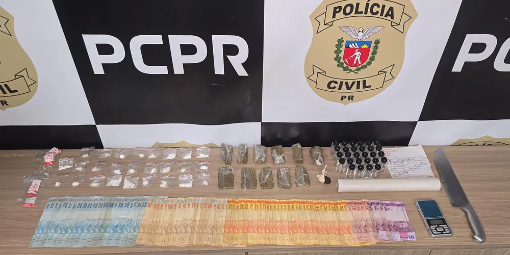 Os policiais localizaram diversas substâncias entorpecentes