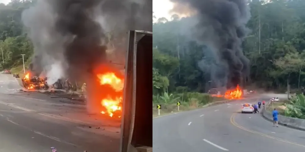 Veículos pegaram fogo após o impacto