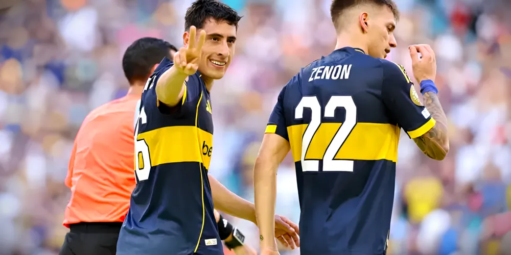 Merentiel (à esquerda) fez um dos gols do Boca Juniors