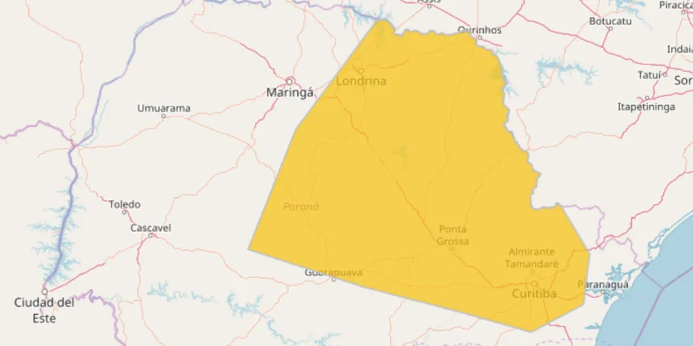 Alerta é válido para diversos municípios paranaenses