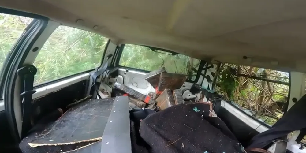 Imagem dos mais de 160 kg de maconha no veículo