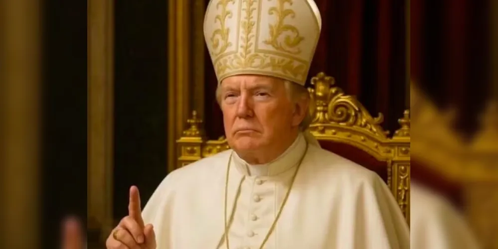 A imagem compartilhada por Donald Trump com ele retratado como Papa