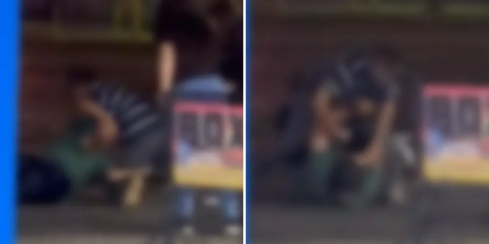 Mulheres aparecem nas imagens para separar a briga