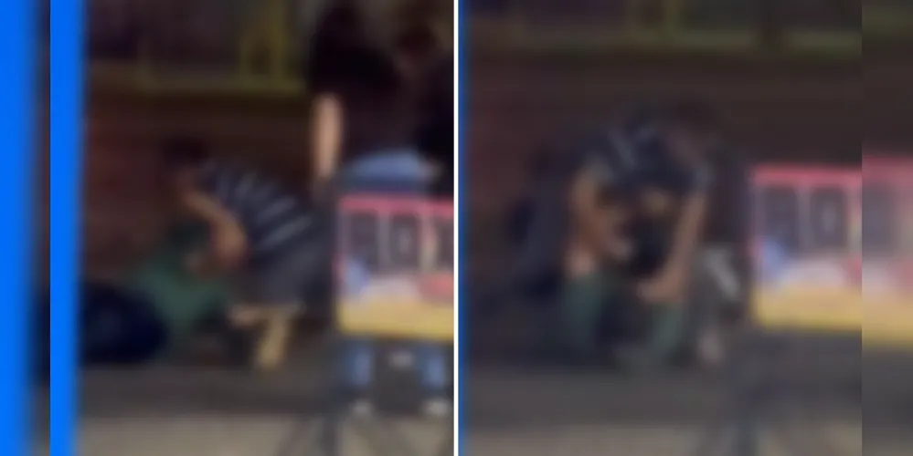 Mulheres aparecem nas imagens para separar a briga