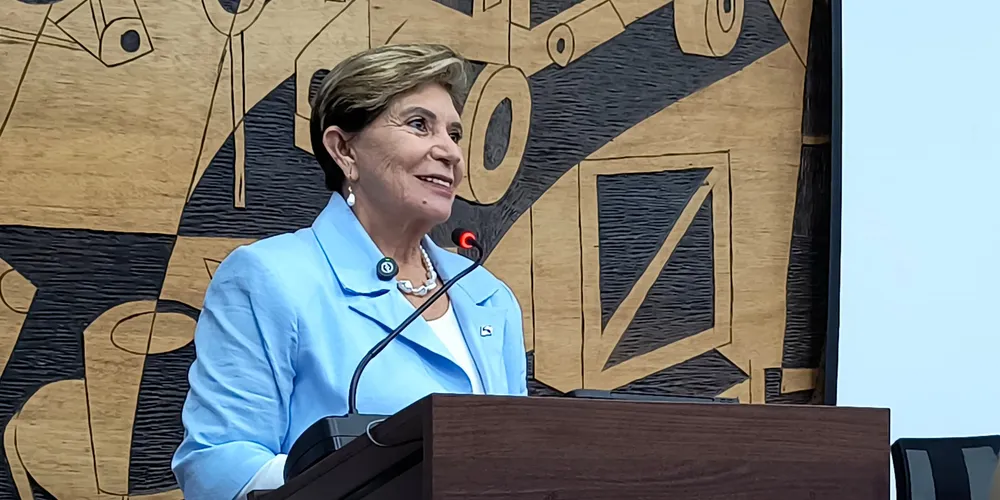 Prefeita Elizabeth discursa sobre metas do mandato, em audiência pública na Câmara Municipal