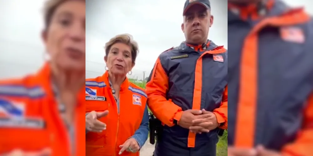 Elizabeth Schmidt e Elinton Krambeck, coordenador da Defesa Civil