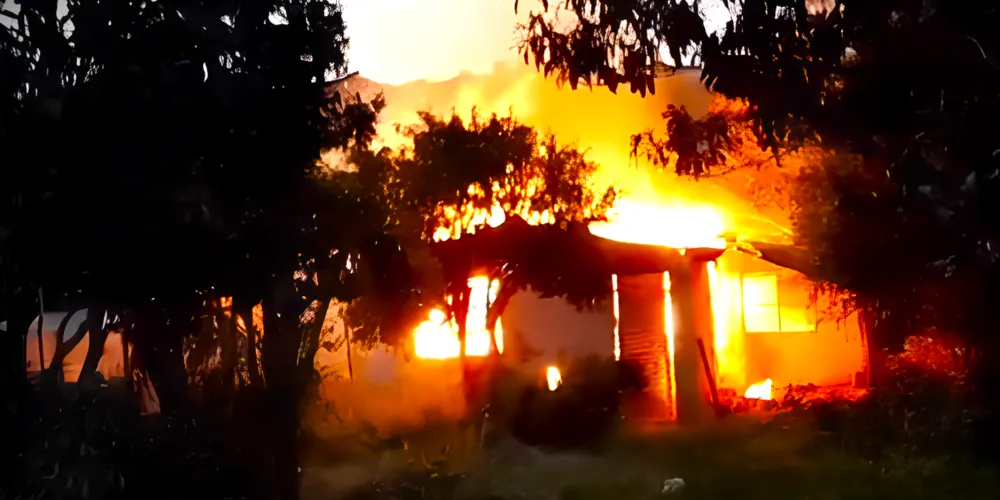 Imóvel foi tomado pelas chamas ocasionadas pelo incêndio