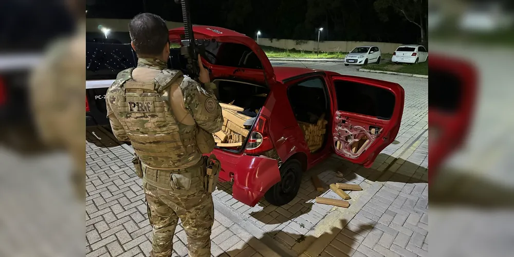 O carro levava 600kg de drogas