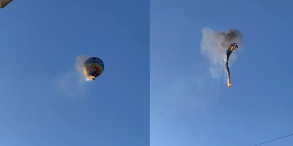 Balão pegou fogo no ar