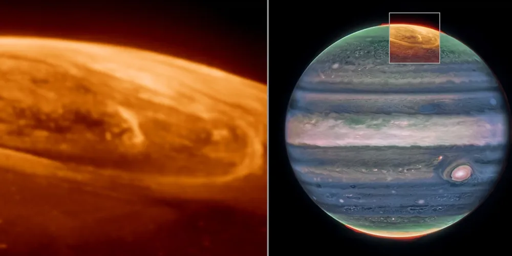 Imagem feita por telescópio espacial James Webb captura auroras brilhantes em Júpiter