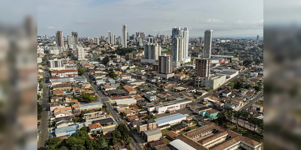Vista aérea do bairro de Oficinas, em Ponta Grossa