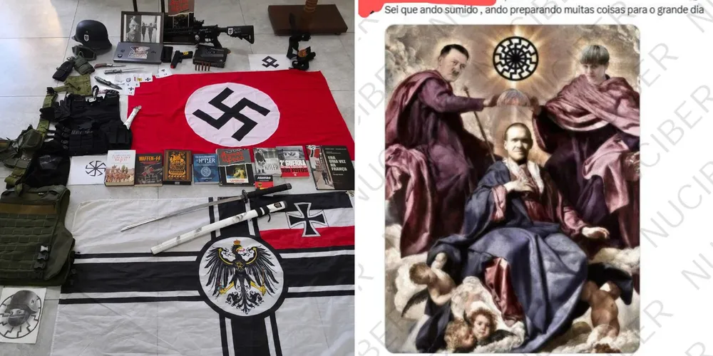 Material apreendido e posts divulgados