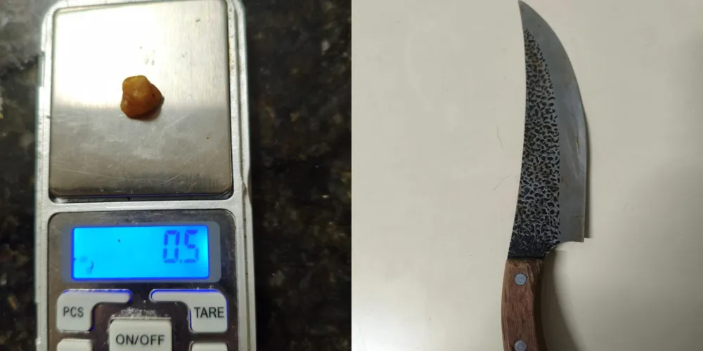 Objetos apreendidos com o rapaz