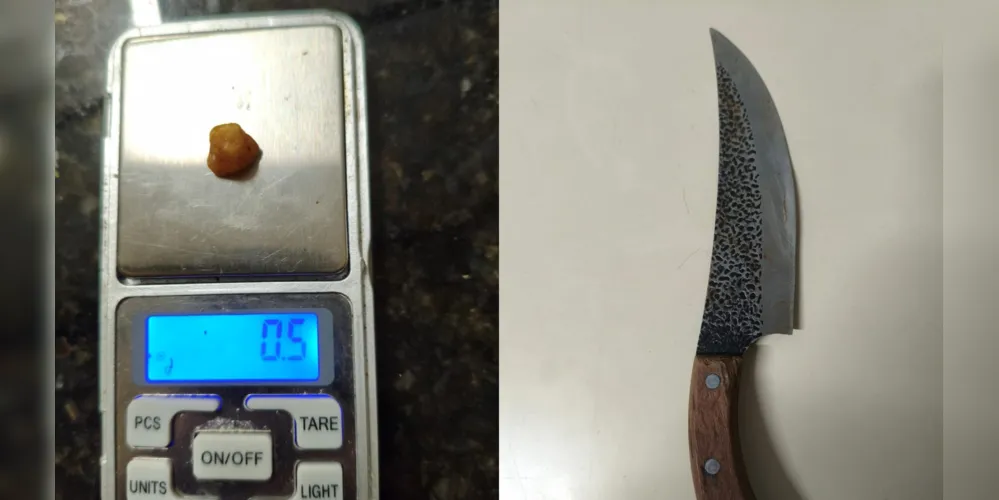 Objetos apreendidos com o rapaz