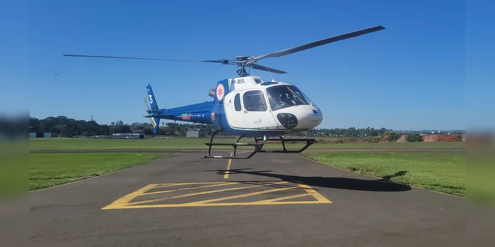 Helicóptero do SAMU foi acionado para atender à vítima gravemente ferida