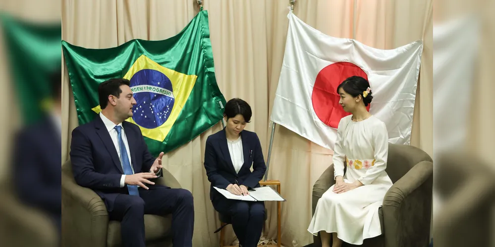 Ratinho Júnior recebeu, em Londrina, a princesa Kako de Akishino, que cumpre agenda no Brasil pelos 130 anos das relações diplomáticas dos dois países