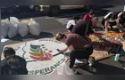 Veja imagens da montagem de tapetes durante a manhã de Corpus Christi