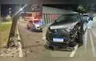 Motorista com sinais de embriaguez quebra poste no Centro de PG