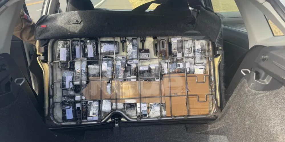 Mercadorias estavam em compartimento oculto atrás do banco traseiro