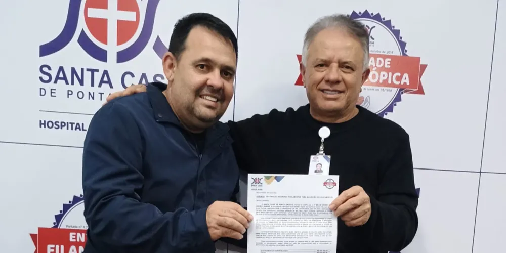 Vereador Careca juntamente com o provedor da Santa Casa, Juarez Antônio Carvalho