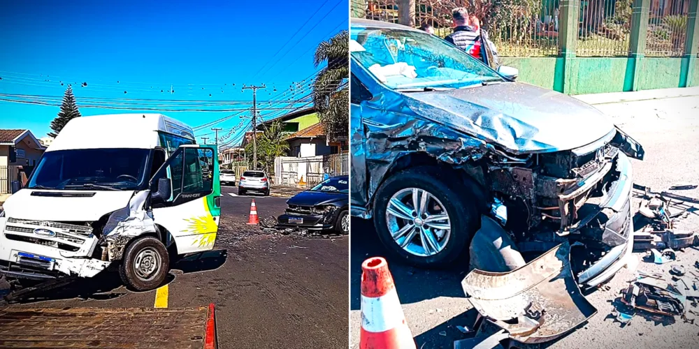 Ambos veículos ficaram danificados na parte da frente