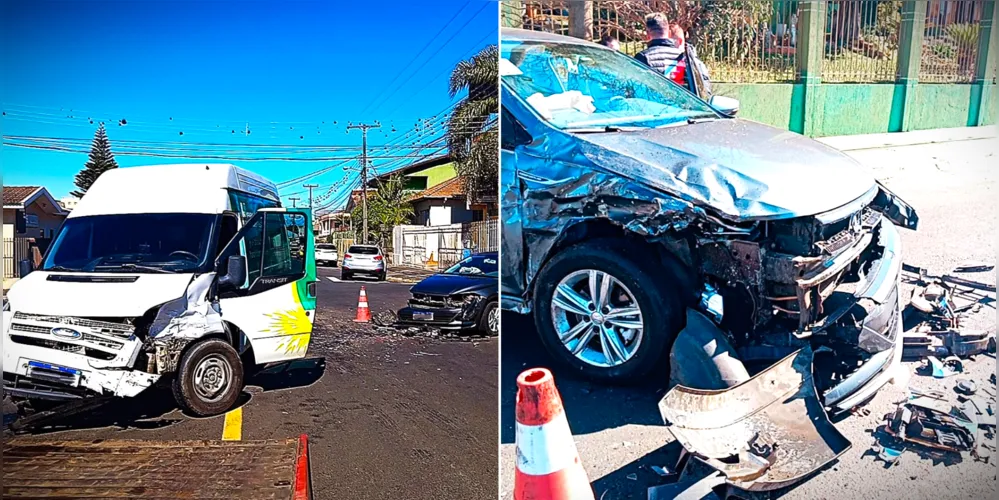 Ambos veículos ficaram danificados na parte da frente