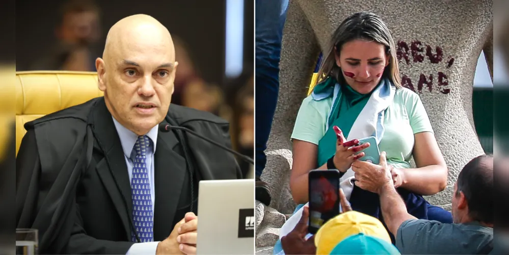 Alexandre de Moraes (à esquerda) e Débora Rodrigues dos Santos (à direita)