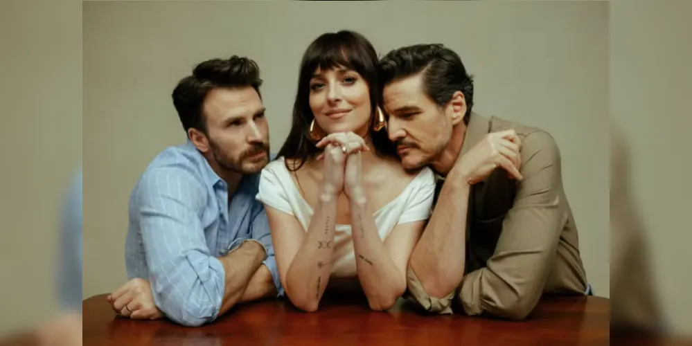 Chris Evans, Dakota Johnson e Pedro Pascal estrelam 'Amores Materialistas'