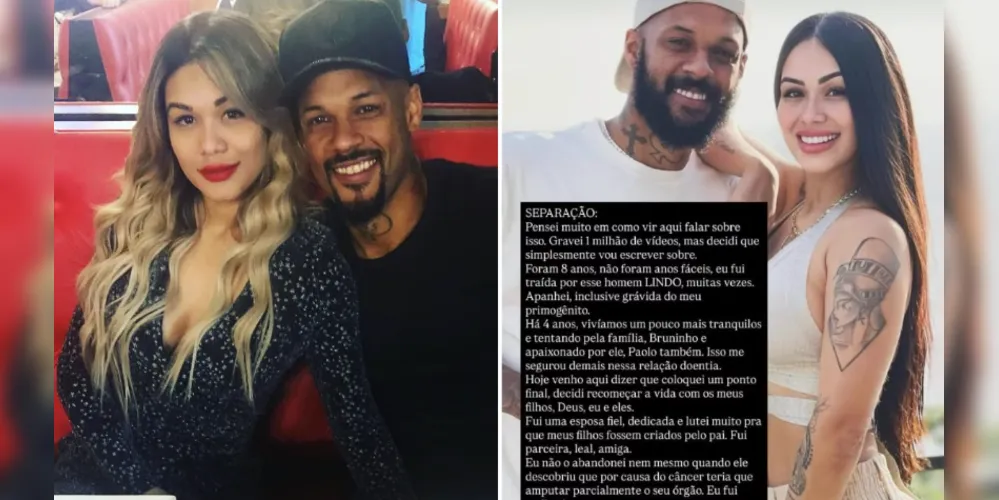 Andressa Marinho e Bruno Silva foram casados por 8 anos