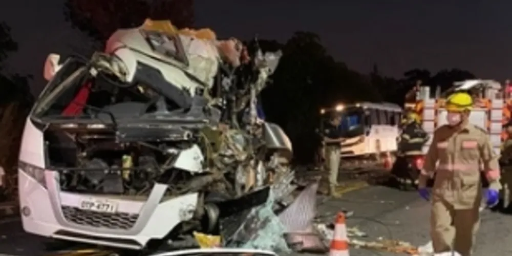 O passageiro do caminhão foi socorrido em estado grave