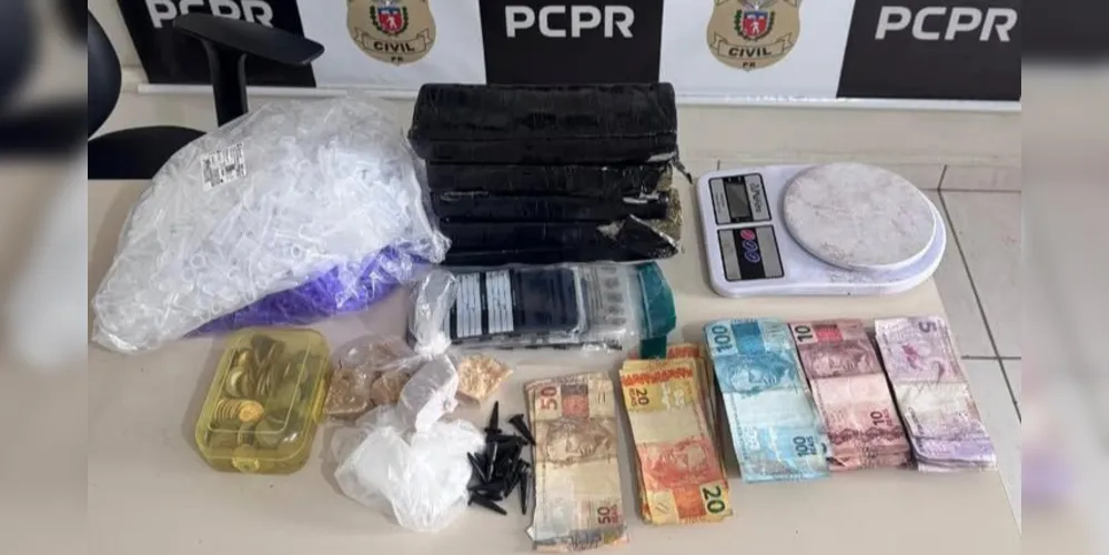 Drogas, dinheiro e objetos presos pela Polícia Civil