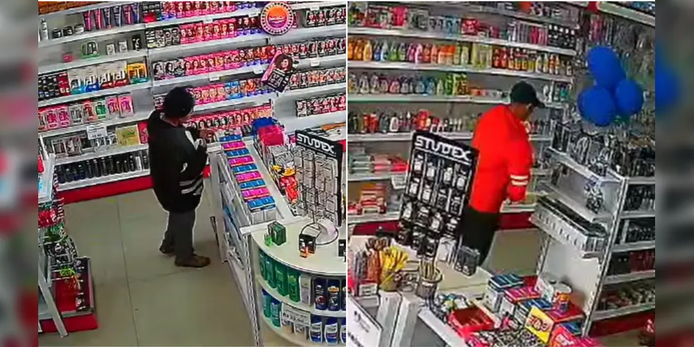 Homem e mulher escondem os produtos por dentro de suas roupas