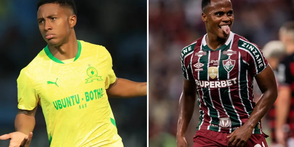 Lucas Ribeiro, único brasileiro no Sundowns e Jhon Arias, craque do Fluminense e titular no jogo de hoje